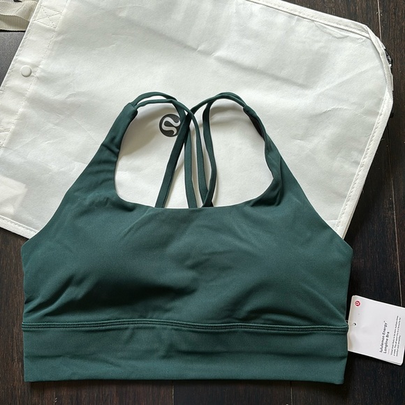 LULULEMON ENERGY LONGLINE BRA IN DEEP TIDE GREEN SZ 810 NWT
